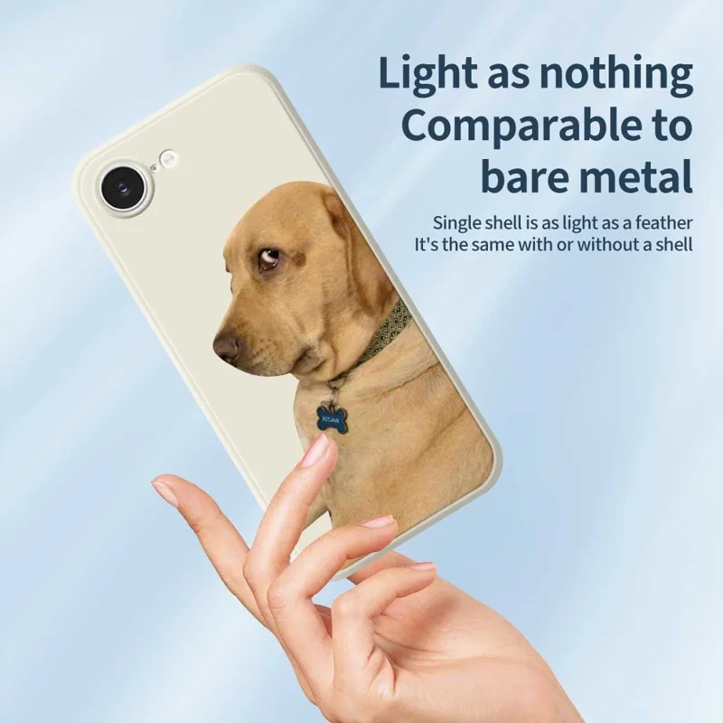 For iPhone 16e Case Yellow Dog Pattern Printing Straight Edge TPU Phone Back Cover - Beige