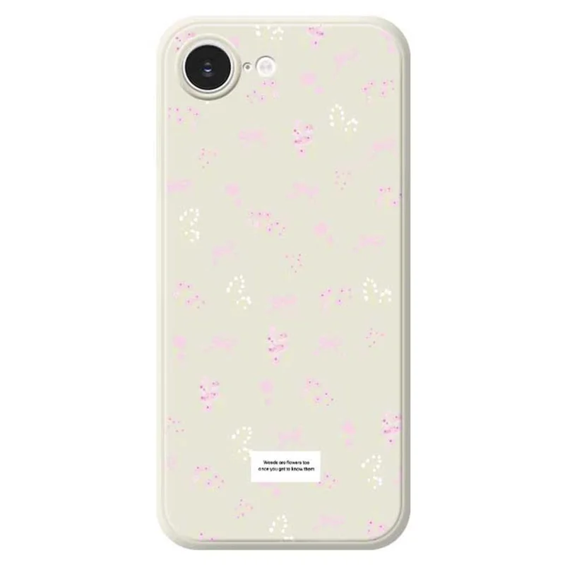 For iPhone 16e Case Cute Floral Pattern Printing Straight Edge TPU Phone Back Cover - Beige