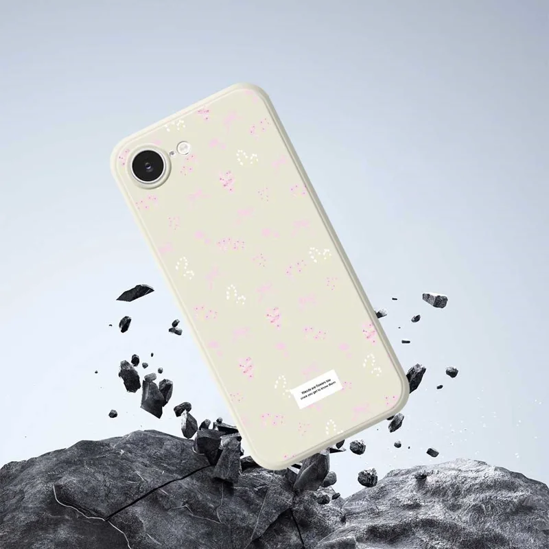 For iPhone 16e Case Cute Floral Pattern Printing Straight Edge TPU Phone Back Cover - Beige