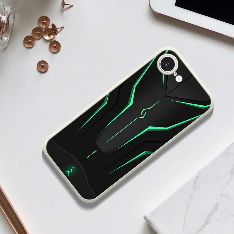 Handyhülle für iPhone 16e Coole Mecha-Linien Muster Druck Geradkantige TPU Rückseite - Beige