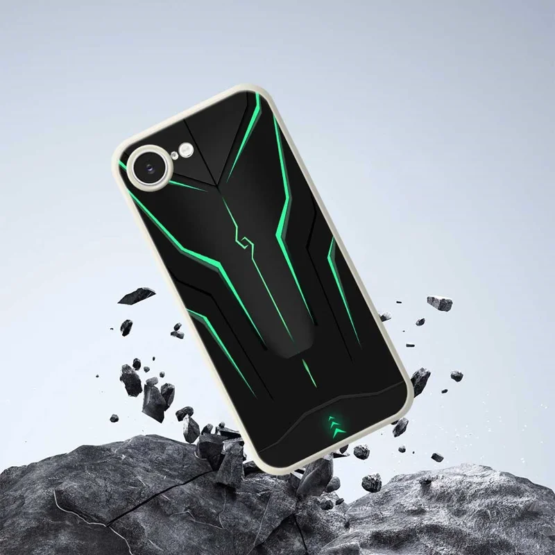 Handyhülle für iPhone 16e Coole Mecha-Linien Muster Druck Geradkantige TPU Rückseite - Beige