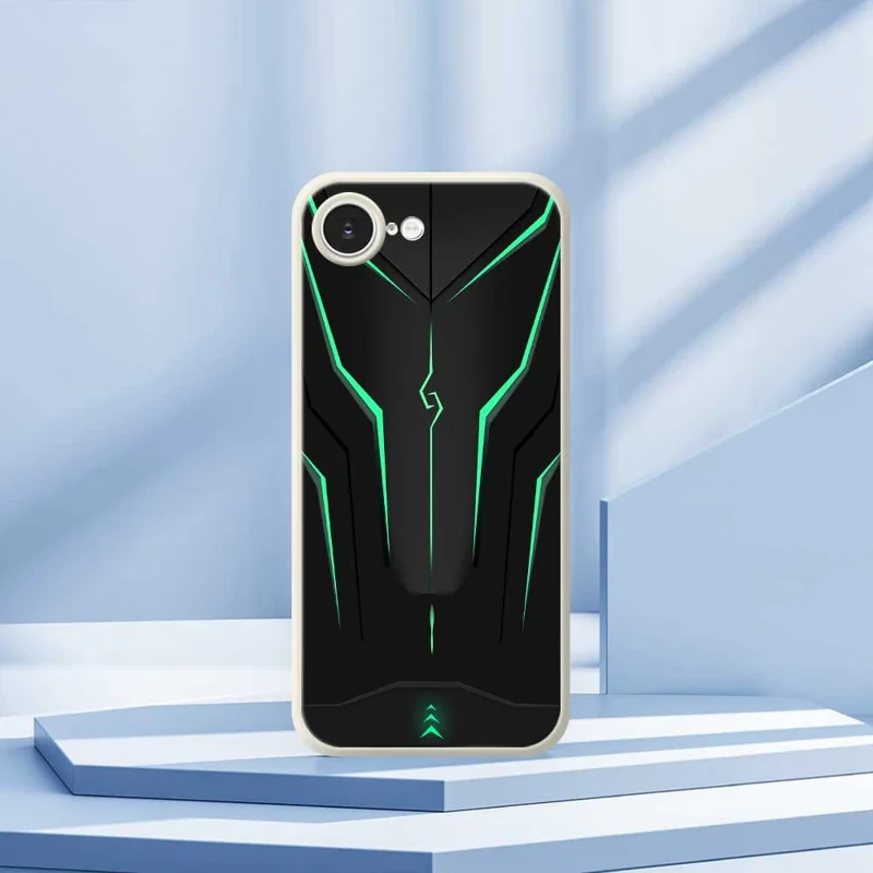 Handyhülle für iPhone 16e Coole Mecha-Linien Muster Druck Geradkantige TPU Rückseite - Beige