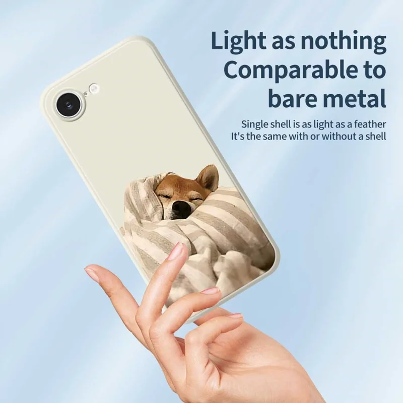 For iPhone 16e Case Wrapped Dog Pattern Printing Straight Edge TPU Phone Back Cover - Beige