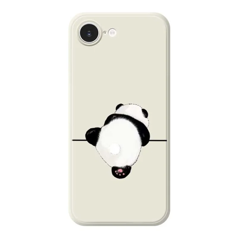 Étui pour iPhone 16e Motif Panda Impression de Dos Bord Droit Couverture Arrière TPU de Téléphone - Beige