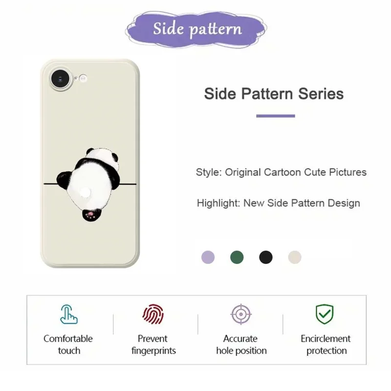 Étui pour iPhone 16e Motif Panda Impression de Dos Bord Droit Couverture Arrière TPU de Téléphone - Beige