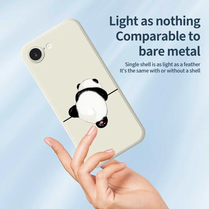 Étui pour iPhone 16e Motif Panda Impression de Dos Bord Droit Couverture Arrière TPU de Téléphone - Beige