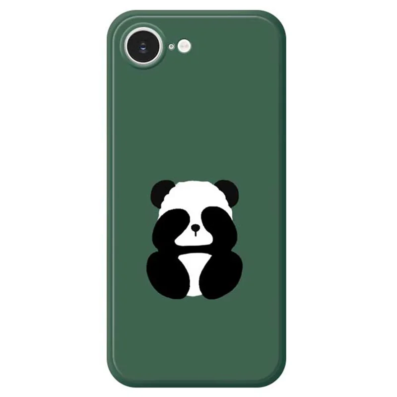 Cover per iPhone 16e con Stampa di Panda Bendato - Bordo Dritto TPU Posteriore Telefono - Verde