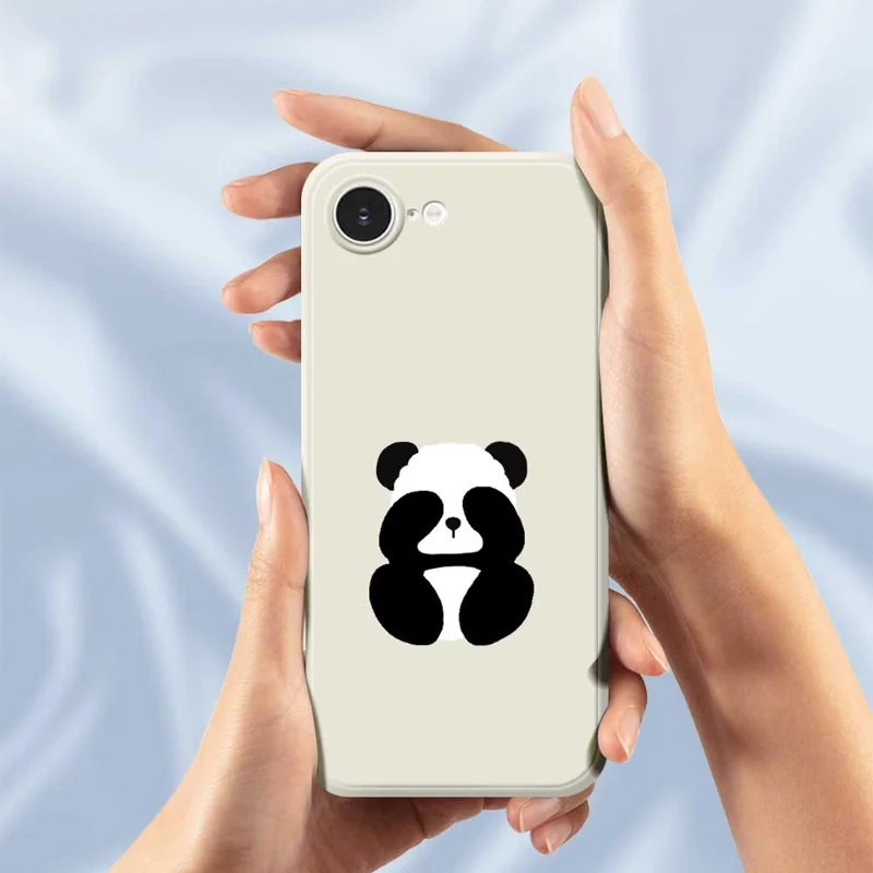 Cover per iPhone 16e con Stampa di Panda Bendato - Bordo Dritto TPU Posteriore Telefono - Verde