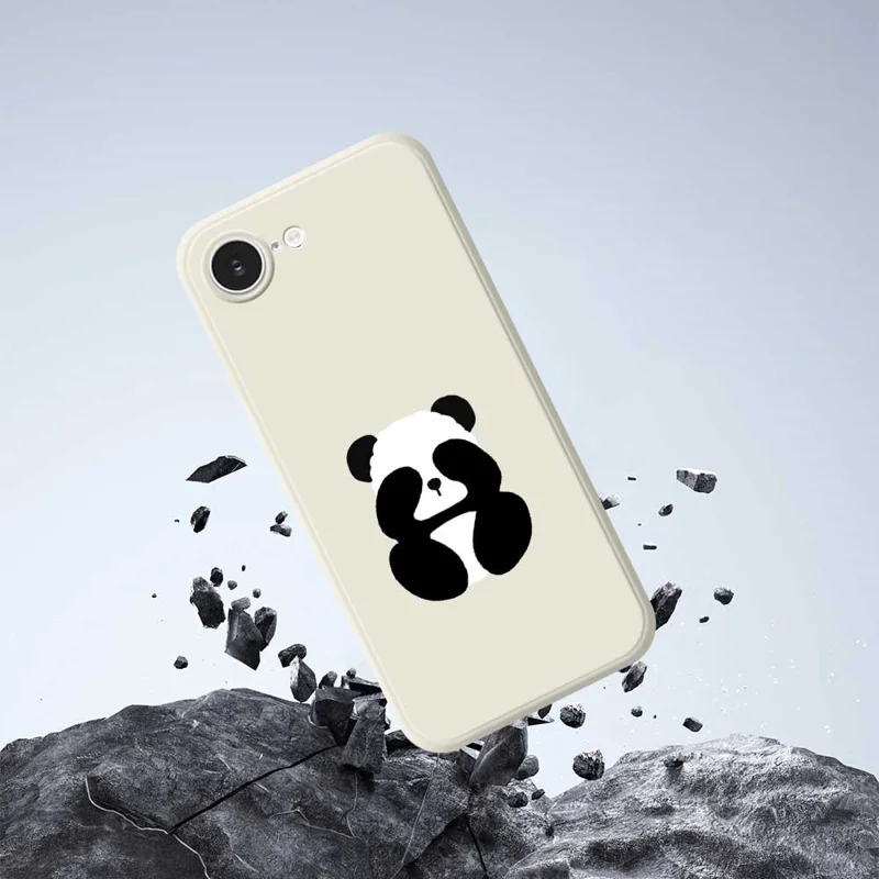 Cover per iPhone 16e con Stampa di Panda Bendato - Bordo Dritto TPU Posteriore Telefono - Verde