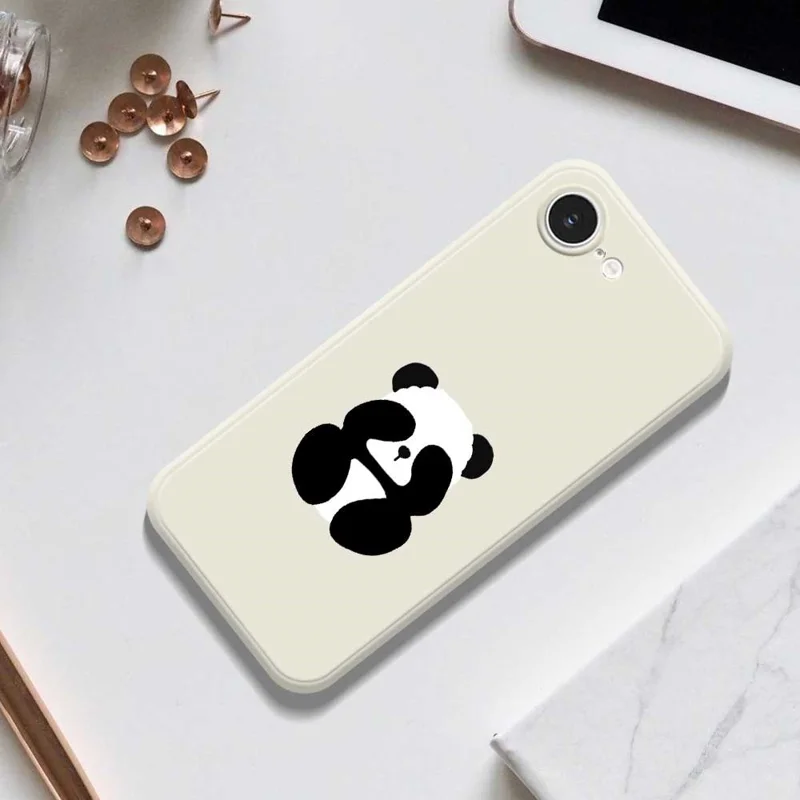 Cover per iPhone 16e con Stampa di Panda Bendato - Bordo Dritto TPU Posteriore Telefono - Verde