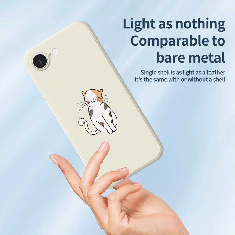 For iPhone 16e Case Cute Calico Cat Pattern Printing Straight Edge TPU Phone Back Cover - Beige