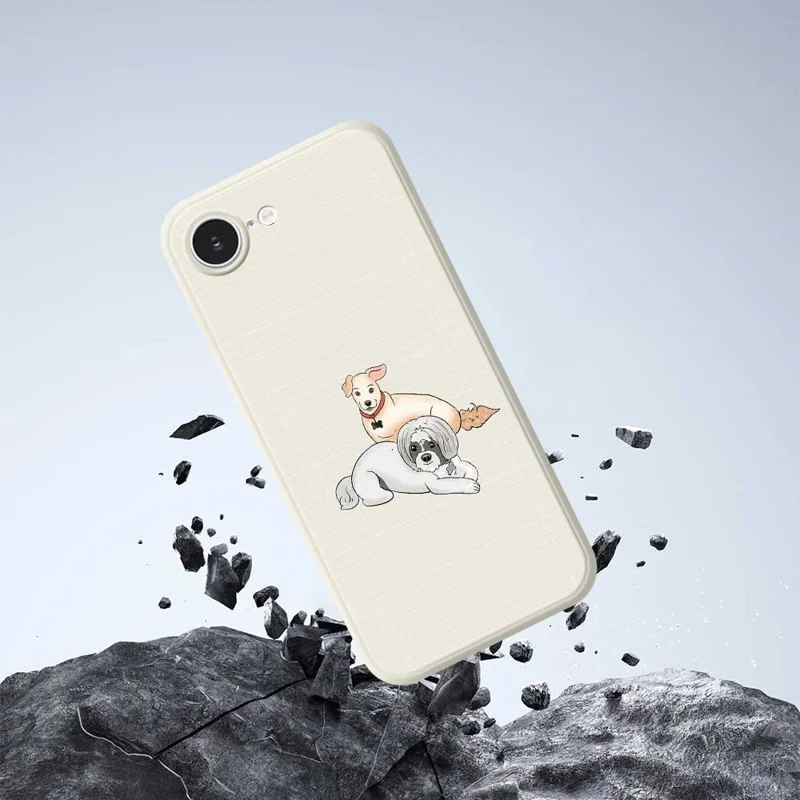 For iPhone 16e Hoesje met Print van Twee Honden Rechte Rand TPU Telefoonhoes - Groen