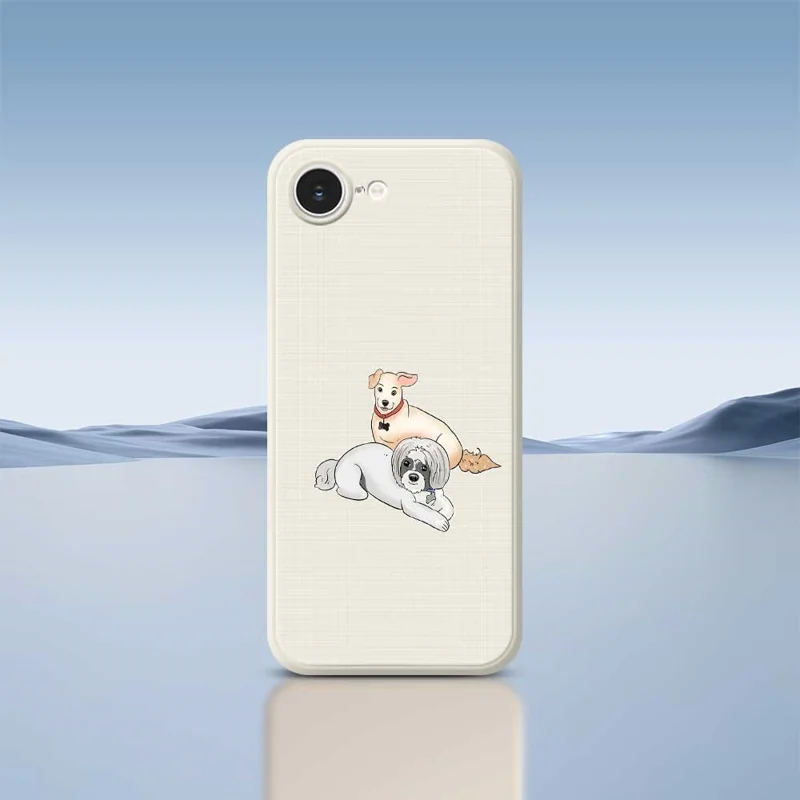 For iPhone 16e Hoesje met Print van Twee Honden Rechte Rand TPU Telefoonhoes - Groen