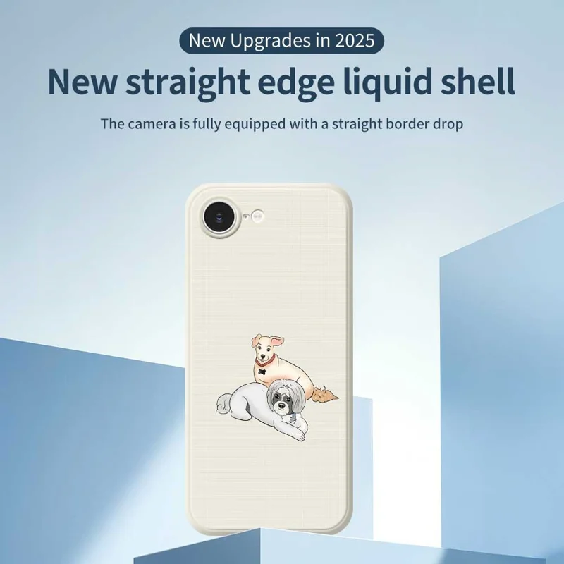 For iPhone 16e Hoesje met Print van Twee Honden Rechte Rand TPU Telefoonhoes - Groen