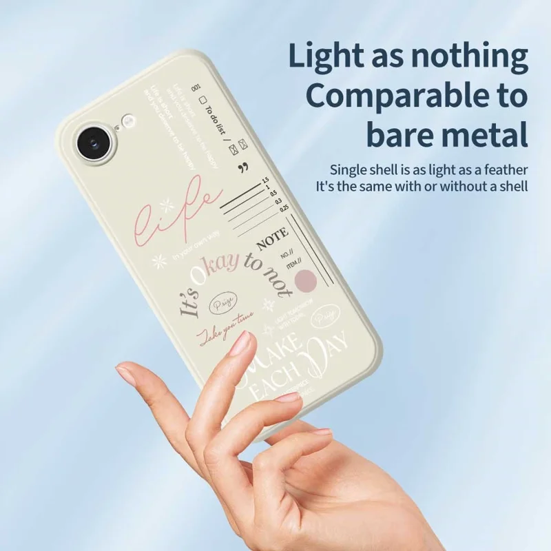 For iPhone 16e Hoesje Make Each Day Patroonbedrukking Rechte Rand TPU Telefoon Achterkant - Zwart