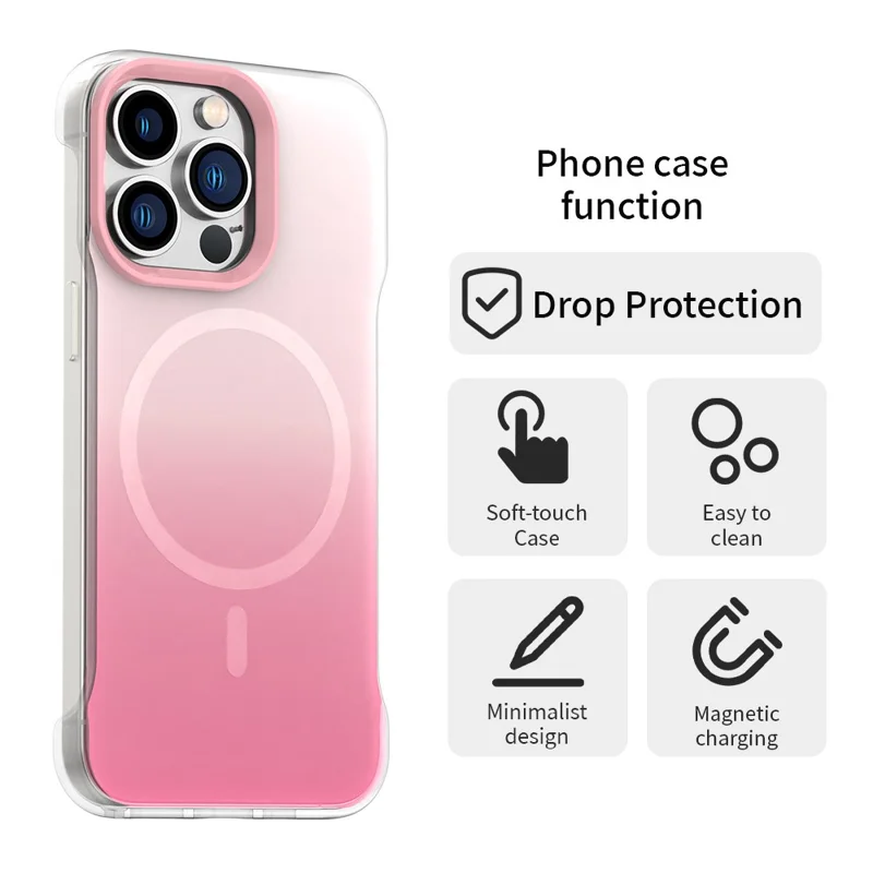 Cover per iPhone 13 Pro Max Magnetico Design Sfumato Senza Bordi IMD TPU + PC + PET - Rosa