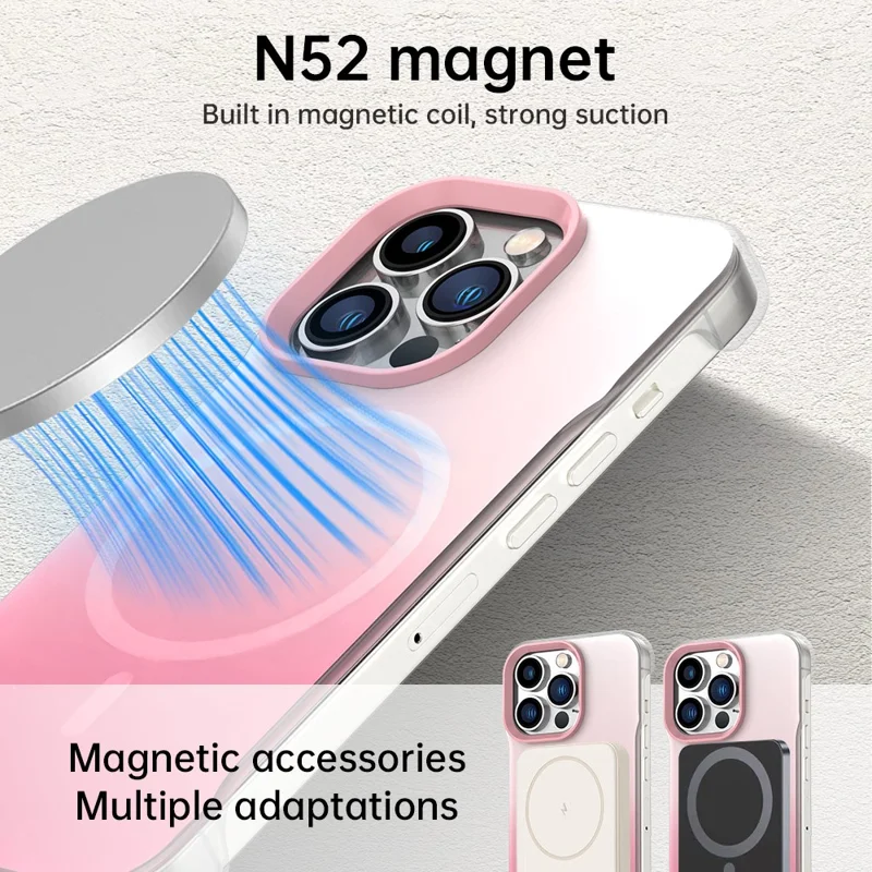 Cover per iPhone 13 Pro Max Magnetico Design Sfumato Senza Bordi IMD TPU + PC + PET - Rosa