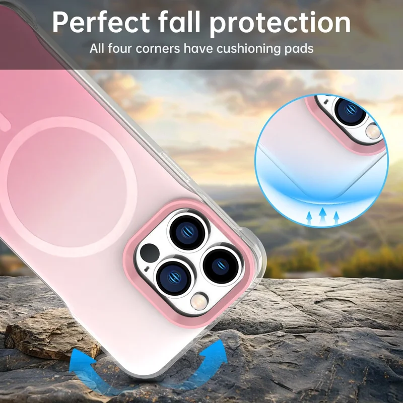 Cover per iPhone 13 Pro Max Magnetico Design Sfumato Senza Bordi IMD TPU + PC + PET - Rosa