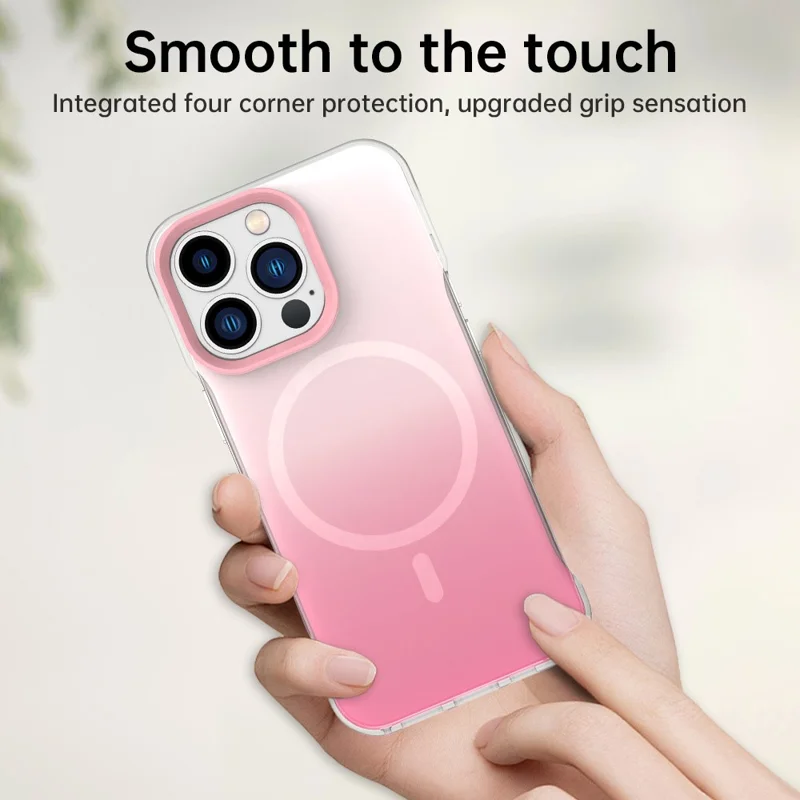 Cover per iPhone 13 Pro Max Magnetico Design Sfumato Senza Bordi IMD TPU + PC + PET - Rosa