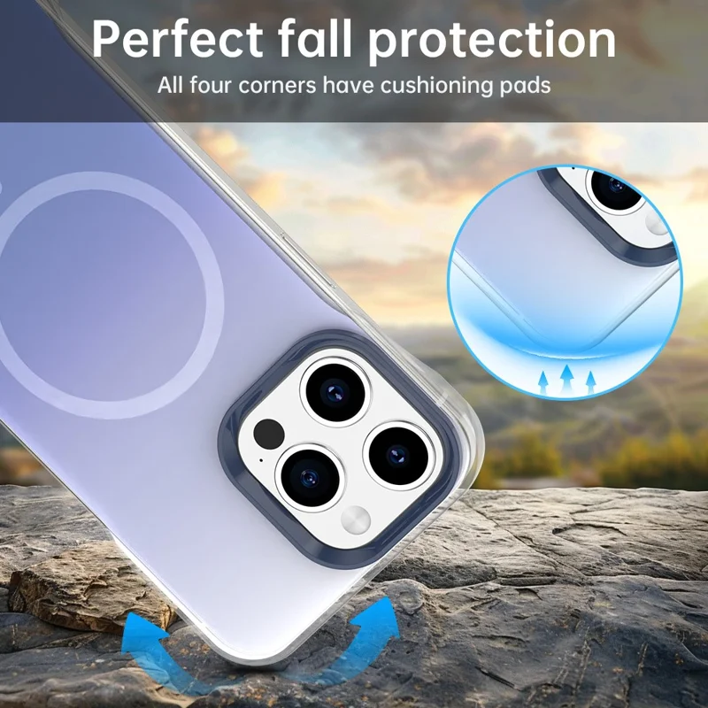 For iPhone 15 Pro Max Magnetic Case Gradient Design Borderless IMD TPU + PC + PET Phone Cover - Blue