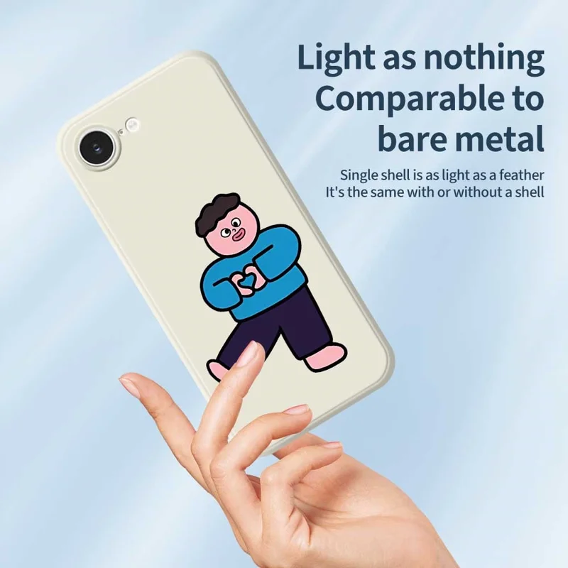 For iPhone 16e Case Love Boy Pattern Printing Straight Edge TPU Phone Back Cover - Beige