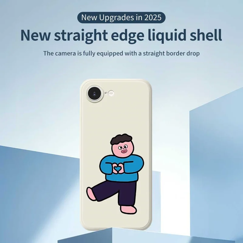 For iPhone 16e Hoesje Liefdesjongen Patroon Afdruk Rechte Rand TPU Telefoon Achterkant - Groen