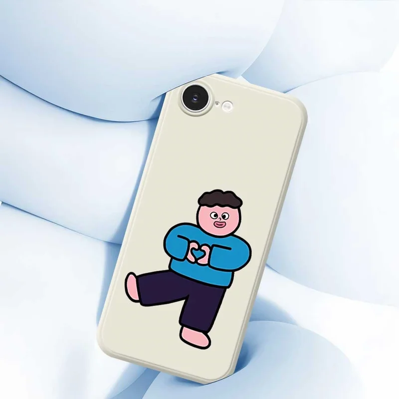 For iPhone 16e Hoesje Liefdesjongen Patroon Afdruk Rechte Rand TPU Telefoon Achterkant - Groen