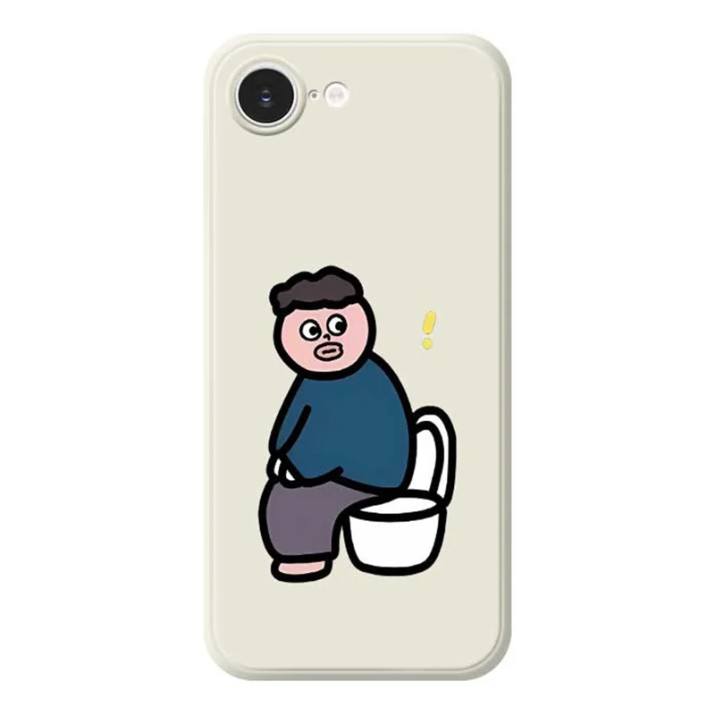 Custodia per iPhone 16e Stampa a motivo di ragazzo del water Bordo dritto Copertura posteriore del telefono in TPU - Beige