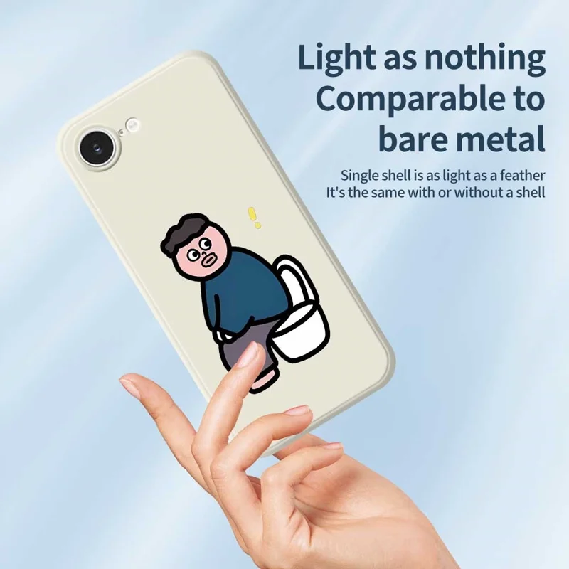 Custodia per iPhone 16e Stampa a motivo di ragazzo del water Bordo dritto Copertura posteriore del telefono in TPU - Beige