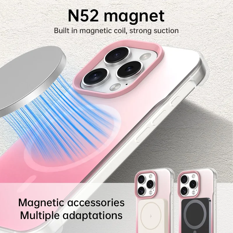 Cover per iPhone 16 Pro Custodia Magnetica Design Sfumato Senza Bordi IMD TPU + PC + PET - Rosa