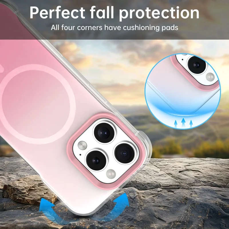 Cover per iPhone 16 Pro Custodia Magnetica Design Sfumato Senza Bordi IMD TPU + PC + PET - Rosa