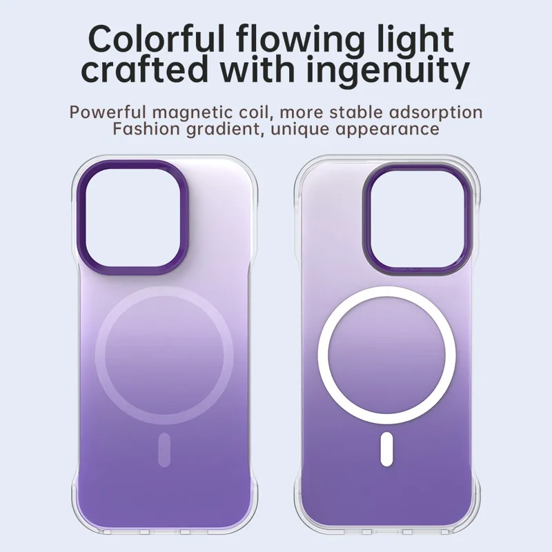 For iPhone 16 Pro Max Magnetic Case Gradient Design Borderless IMD TPU + PC + PET Phone Cover - Purple