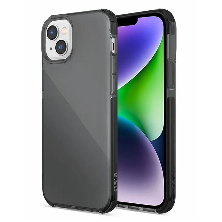 DEFENSE Clear Series for iPhone 14 Plus Airbag Corners Protection Smartphone Cover Anti-drop TPU Mobile Phone Case - Black