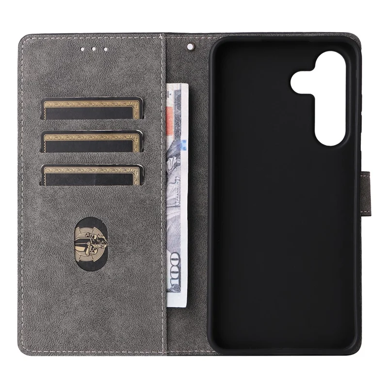 For Samsung Galaxy S25 FE Case Wallet RFID Blocking PU Leather Phone Cover Stand with Strap - Black