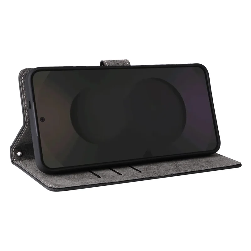 For Samsung Galaxy S25 FE Case Wallet RFID Blocking PU Leather Phone Cover Stand with Strap - Black