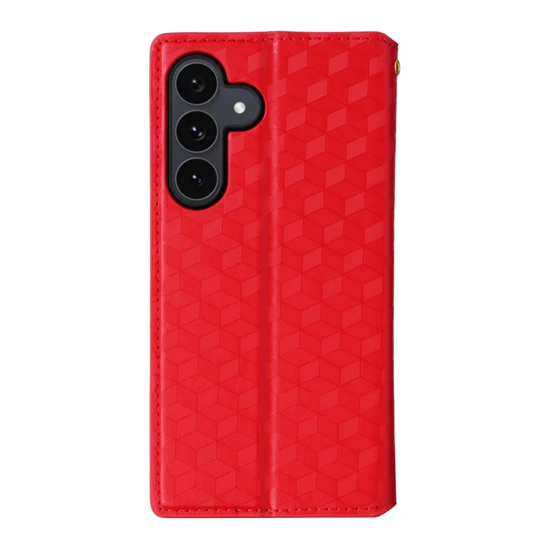 Samsung Galaxy S25 FE hoesje portemonnee Ruitstructuur Leer telefoonhoesje - Rood