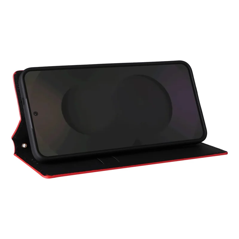 Samsung Galaxy S25 FE hoesje portemonnee Ruitstructuur Leer telefoonhoesje - Rood