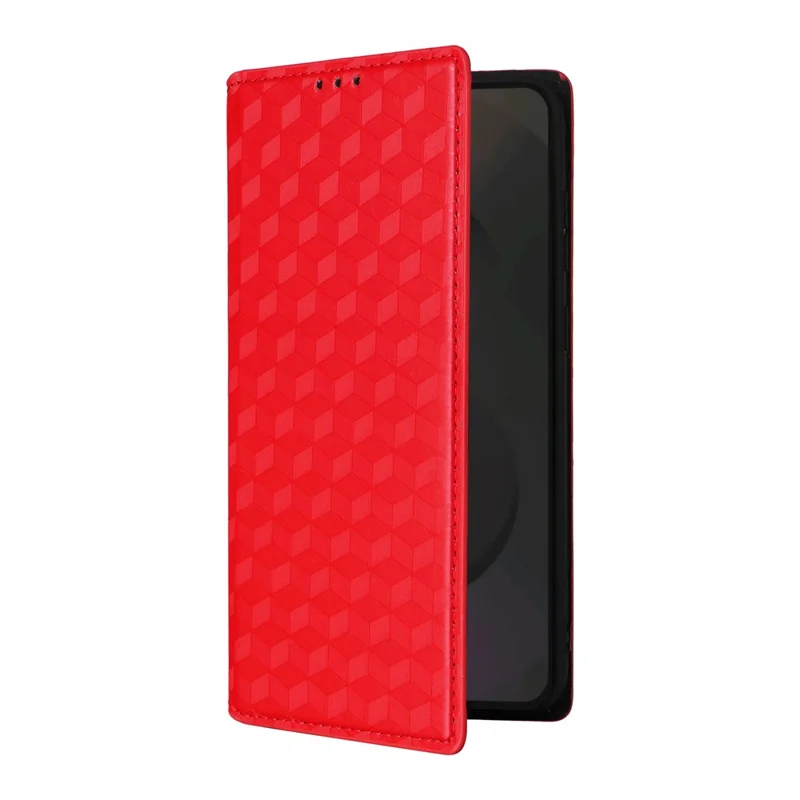 Samsung Galaxy S25 FE hoesje portemonnee Ruitstructuur Leer telefoonhoesje - Rood