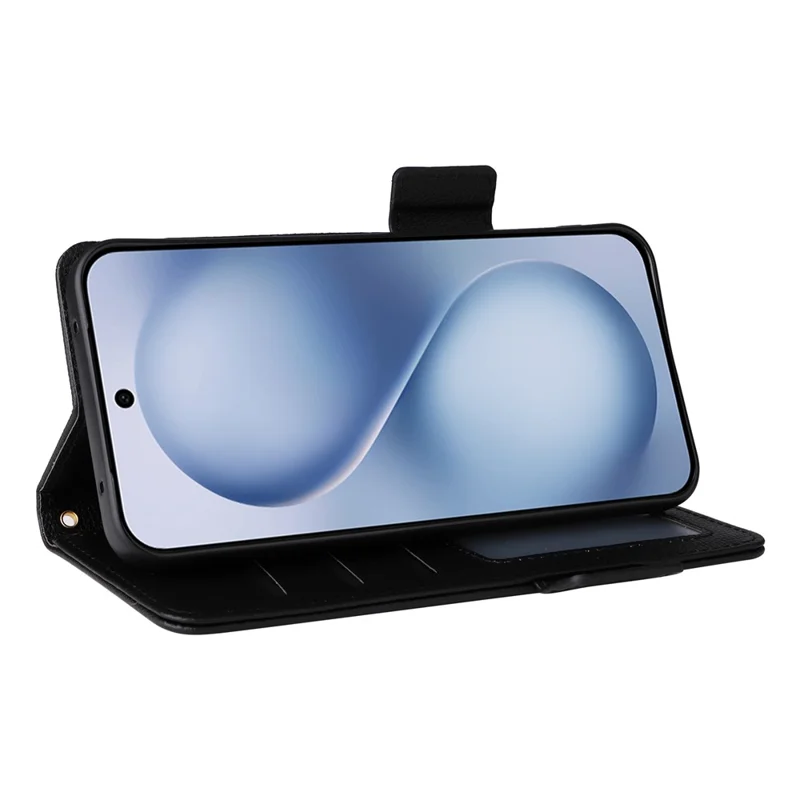 Cover per vivo X200 FE 5G / S30 Pro mini 5G con Cinturino da Polso, Texture Simil-Pelle di Litchi, Portafoglio Protettivo - Nero