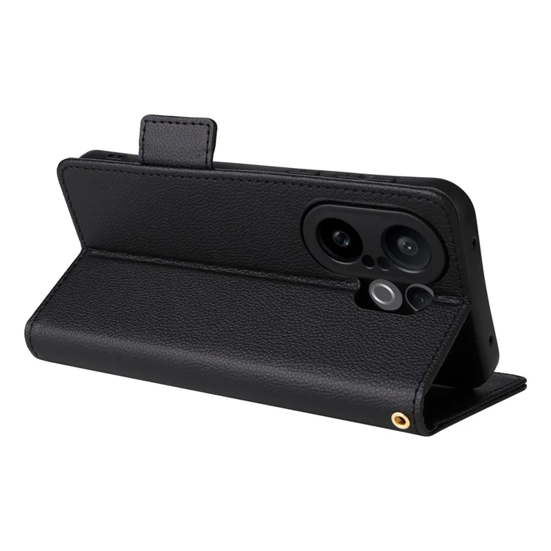 Cover per vivo X200 FE 5G / S30 Pro mini 5G con Cinturino da Polso, Texture Simil-Pelle di Litchi, Portafoglio Protettivo - Nero