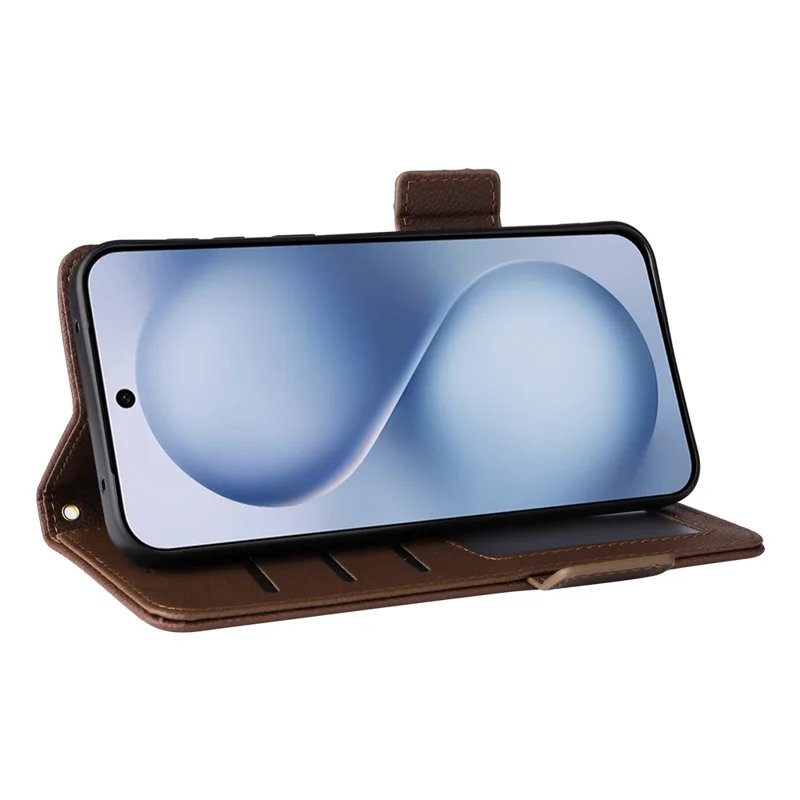 For vivo X200 FE 5G / S30 Pro mini 5G Case with Wrist Strap Litchi Texture PU Leather Wallet Phone Cover - Brown