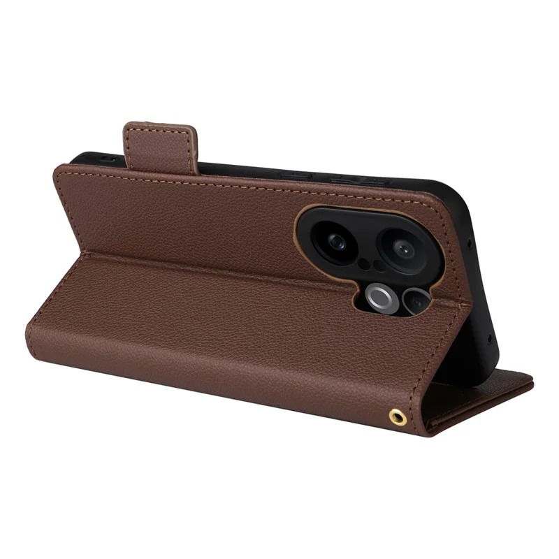 For vivo X200 FE 5G / S30 Pro mini 5G Case with Wrist Strap Litchi Texture PU Leather Wallet Phone Cover - Brown