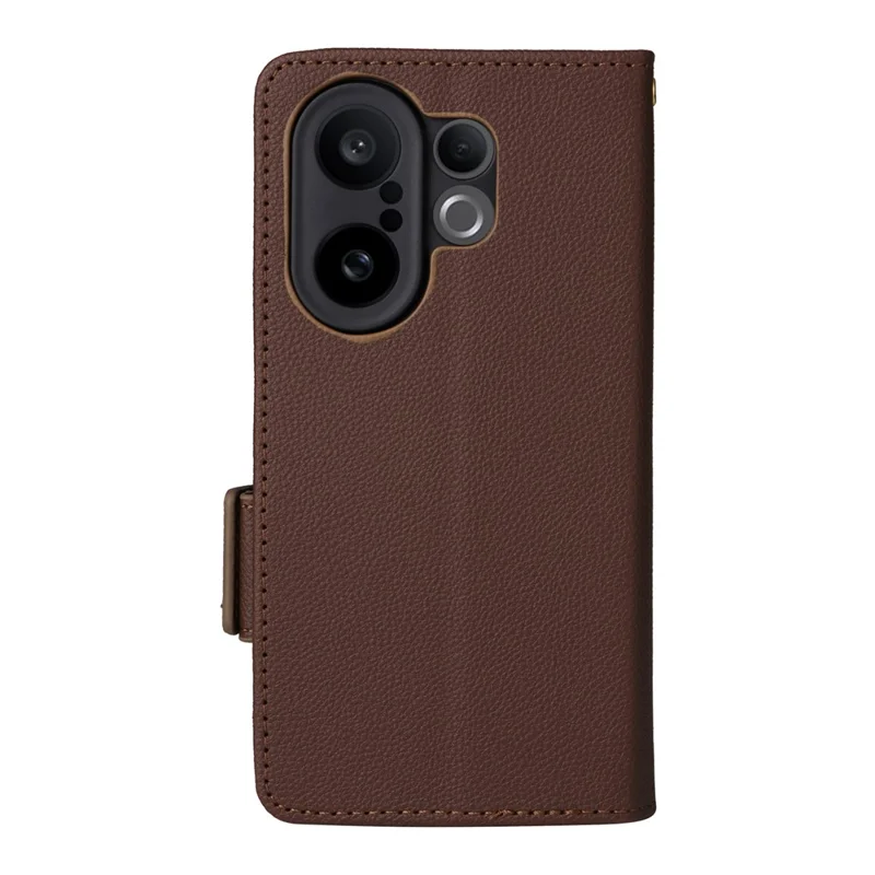 For vivo X200 FE 5G / S30 Pro mini 5G Case with Wrist Strap Litchi Texture PU Leather Wallet Phone Cover - Brown
