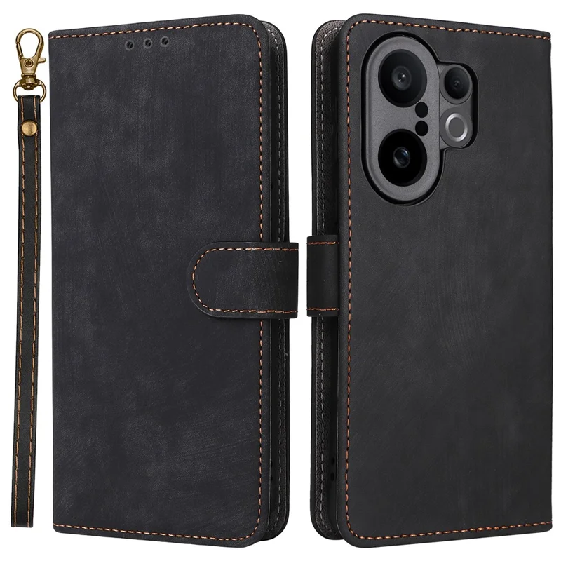 For vivo X200 FE 5G / S30 Pro mini 5G Case Wallet RFID Blocking PU Leather Phone Cover Stand with Strap - Black
