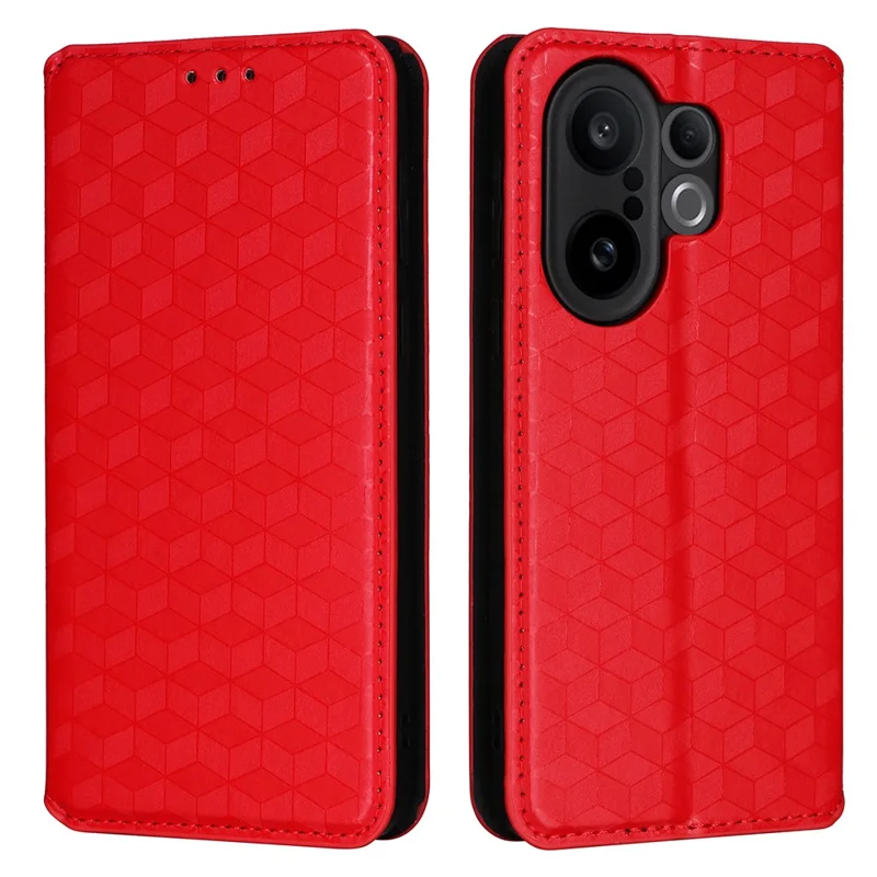 For vivo X200 FE 5G / S30 Pro mini 5G Case Wallet Rhombus Imprinted Leather Phone Cover - Red