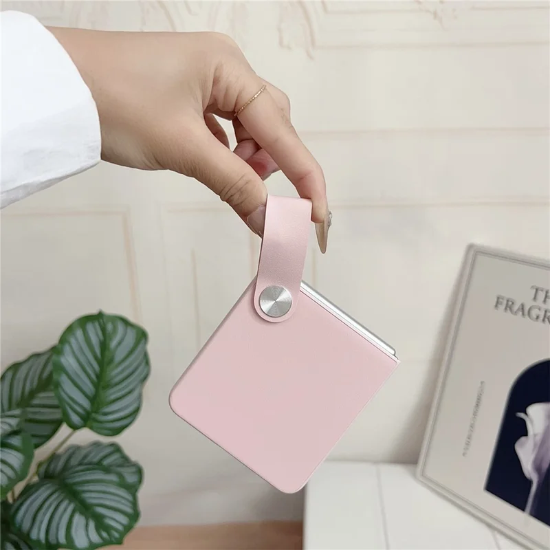 Für Samsung Galaxy Z Flip7 5G Hülle aus Kunstleder + PC Handyhülle mit Tragegurt - Rosa