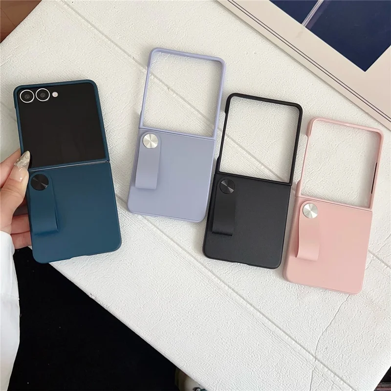 Für Samsung Galaxy Z Flip7 5G Hülle aus Kunstleder + PC Handyhülle mit Tragegurt - Rosa