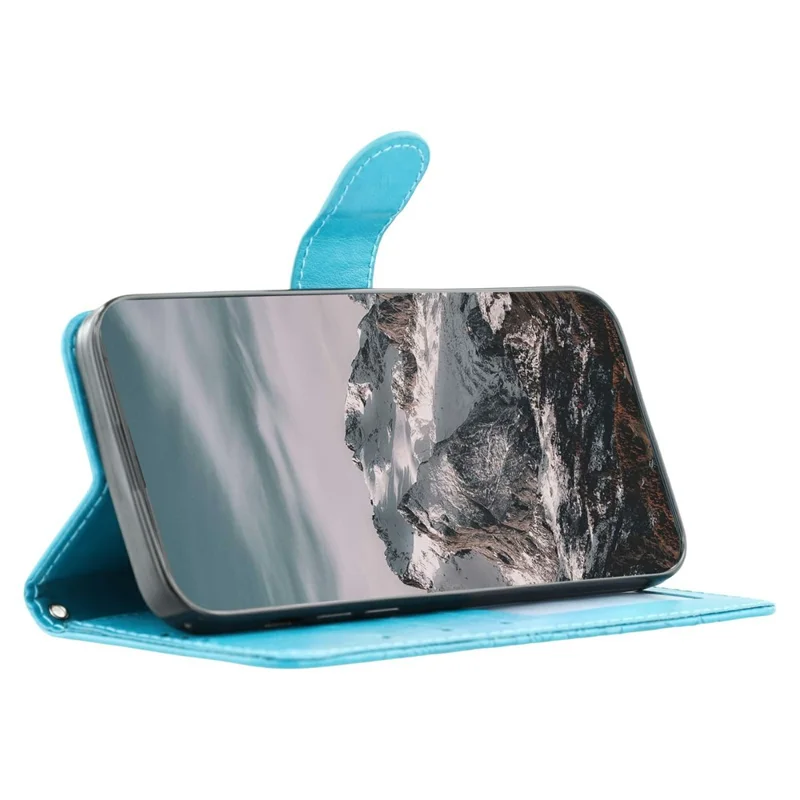 For Nothing Phone (3a) Case Rhinestone Decor PU Leather Mandala Imprinted Design Phone Cover with Wrist Strap - Blue