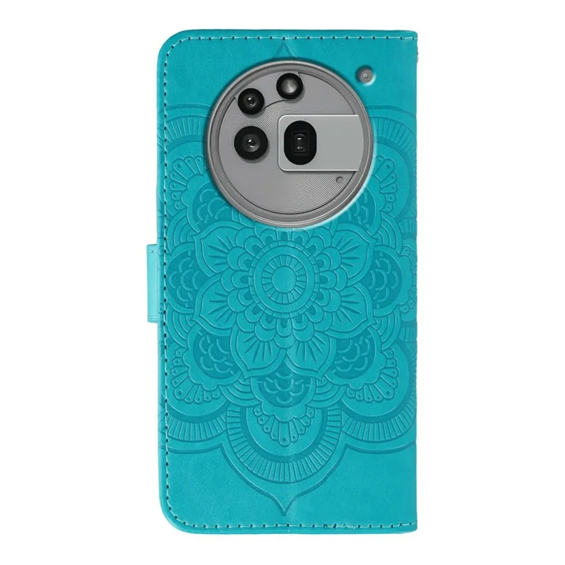 For Nothing Phone (3a) Pro Case Rhinestone Decor PU Leather Mandala Imprinted Design Phone Cover with Wrist Strap - Blue