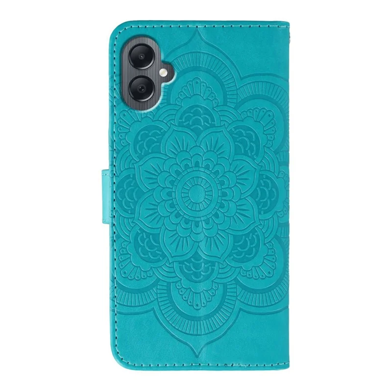 Pour Samsung Galaxy A05 4G Étui Décor de strass Cuir PU Motif mandala imprimé Housse de téléphone avec dragonne - Bleu